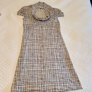Banana Republic Black and White Grid Midi Dress